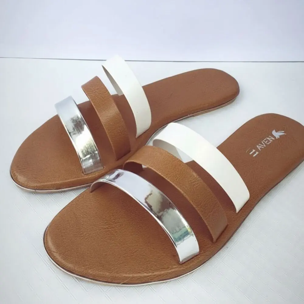 Three Striped Slides — White