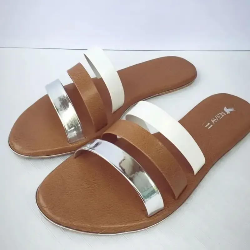 Three Striped Slides — White