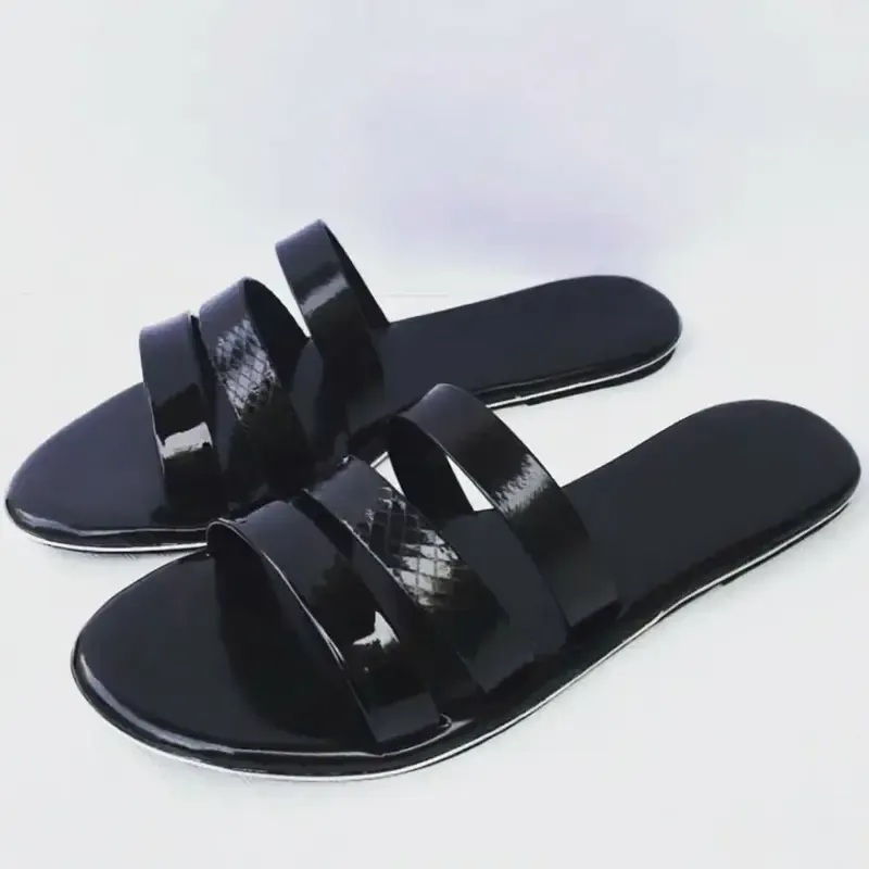 Three Striped Slides — Black