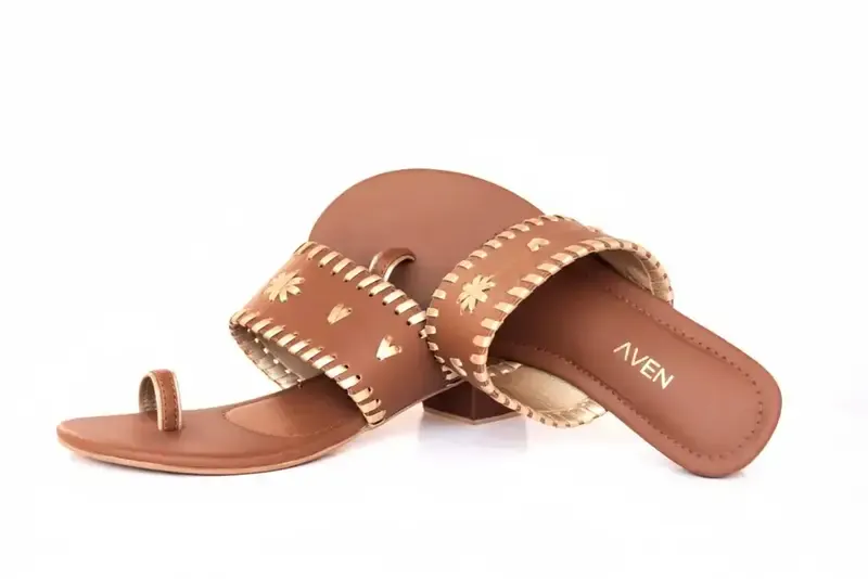 Handwoven Heels — Brown and Gold