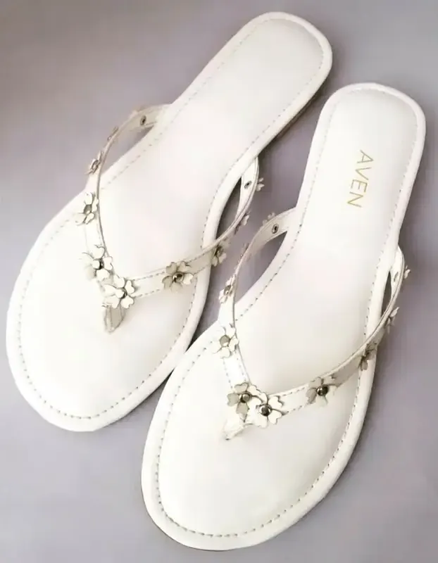 Floral Flats — White