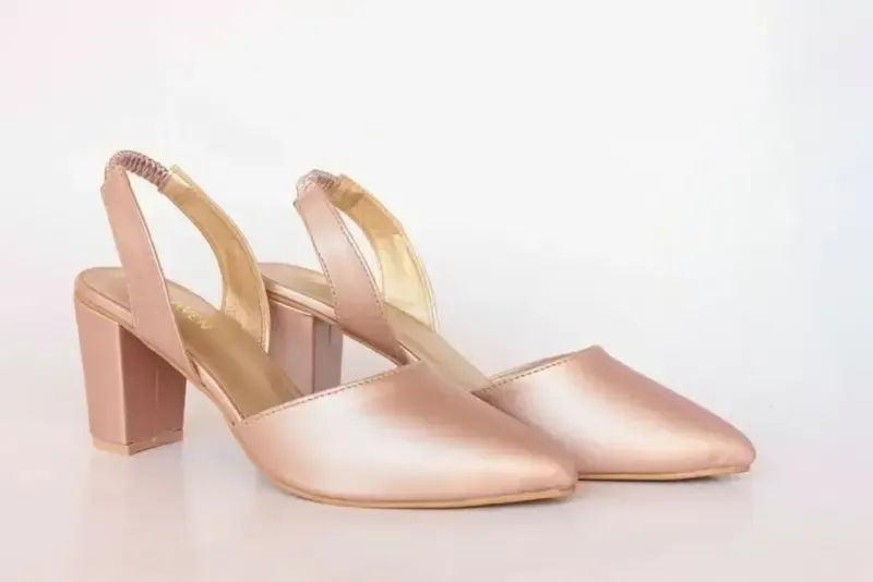 Block Heels — Rose Gold
