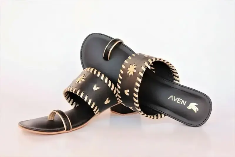 Handwoven Heels — Black and Gold