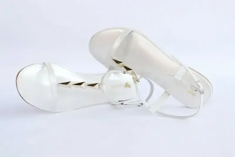 Embellished Sandals — White and Gold
