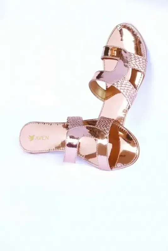 Plaited Slides — Rose Gold
