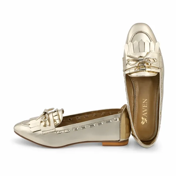 Bow Loafers — Gold
