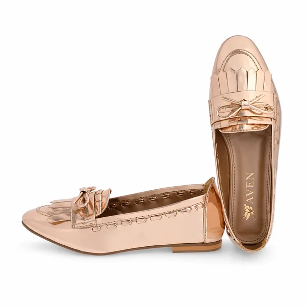 Bow Loafers — Rose Gold