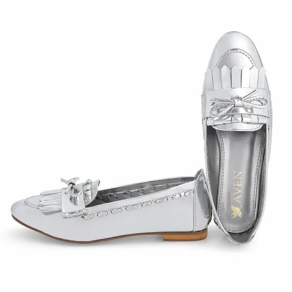 Bow Loafers — Silver