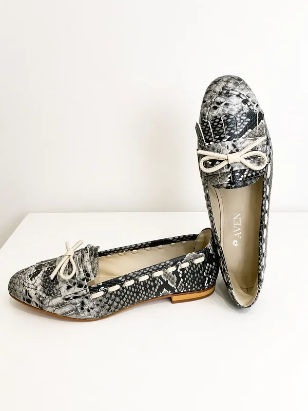 Patten Loafers — Grey & Beige